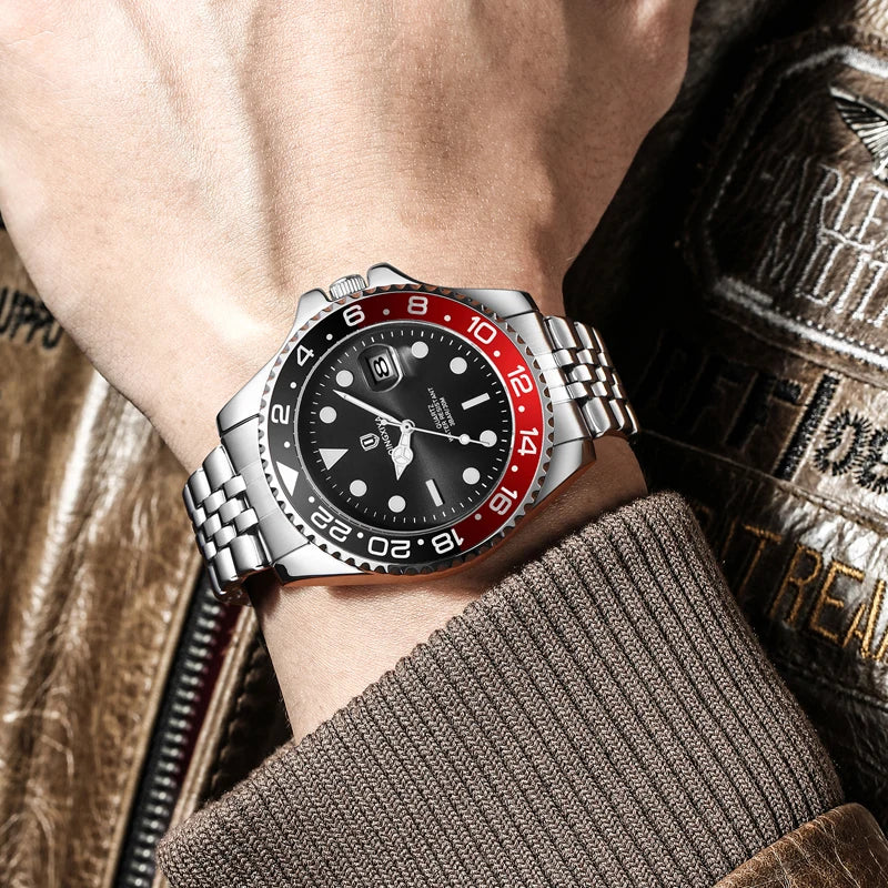 Luxury Quartz Men Watch Waterproof Luminous Date Man Watch Stainless Steel Business Wristwatches Male Clock Reloj+Box