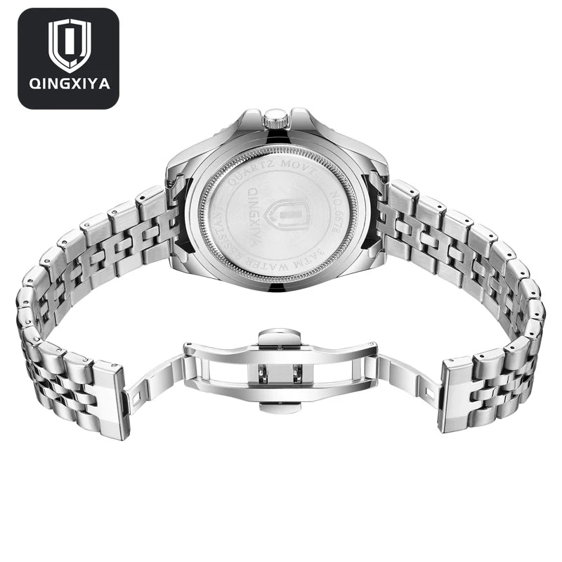 Luxury Quartz Men Watch Waterproof Luminous Date Man Watch Stainless Steel Business Wristwatches Male Clock Reloj+Box