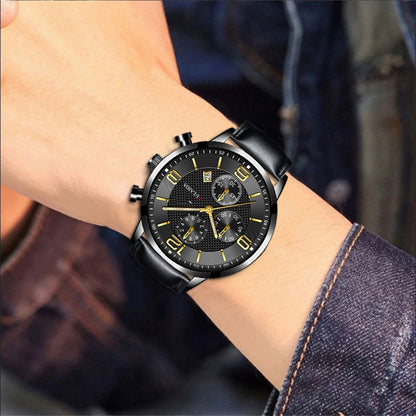 Watches for Men Fashion Sport Stainless Steel Case Belt Band Quartz Analog Wrist Watch
