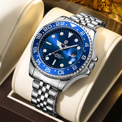 Luxury Quartz Men Watch Waterproof Luminous Date Man Watch Stainless Steel Business Wristwatches Male Clock Reloj+Box