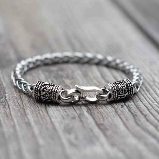 Men Keel Bracelet Vintage Punk Easy Hook Chain Braclet Dragon Shape Lotus Sanskrit Braslet Homme Fashion Hip Hop Jewelry Pulsera