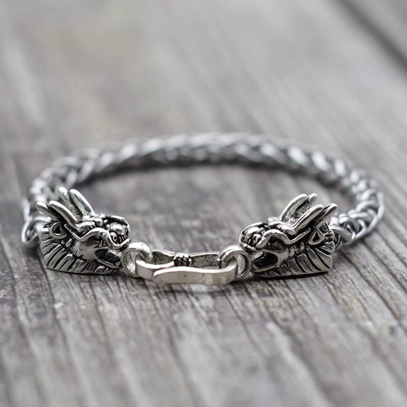 Men Keel Bracelet Vintage Punk Easy Hook Chain Braclet Dragon Shape Lotus Sanskrit Braslet Homme Fashion Hip Hop Jewelry Pulsera
