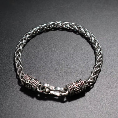 Men Keel Bracelet Vintage Punk Easy Hook Chain Braclet Dragon Shape Lotus Sanskrit Braslet Homme Fashion Hip Hop Jewelry Pulsera