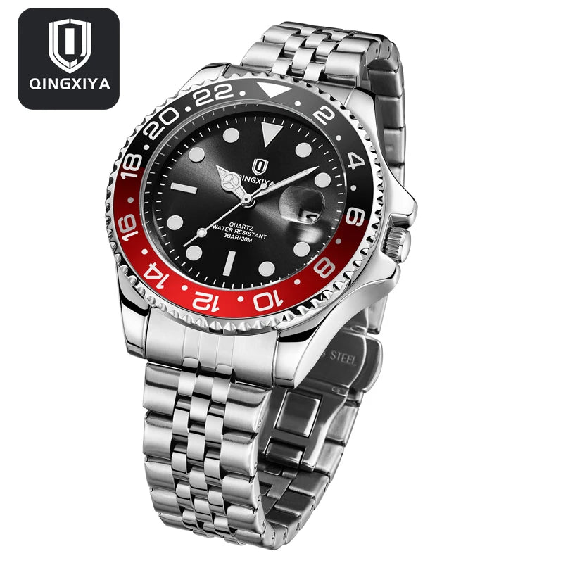 Luxury Quartz Men Watch Waterproof Luminous Date Man Watch Stainless Steel Business Wristwatches Male Clock Reloj+Box