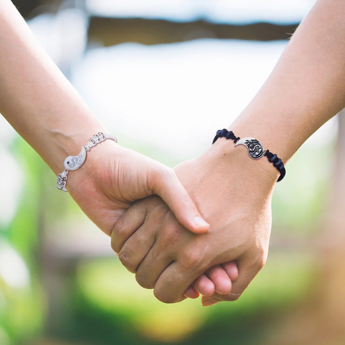 Bracelets Friend Bracelets 2 Matching Yin and Yangs Adjustable Rope Bracelets for Friendship Relationship Boyfriend Girlfriend Valentine'S Day Gift A