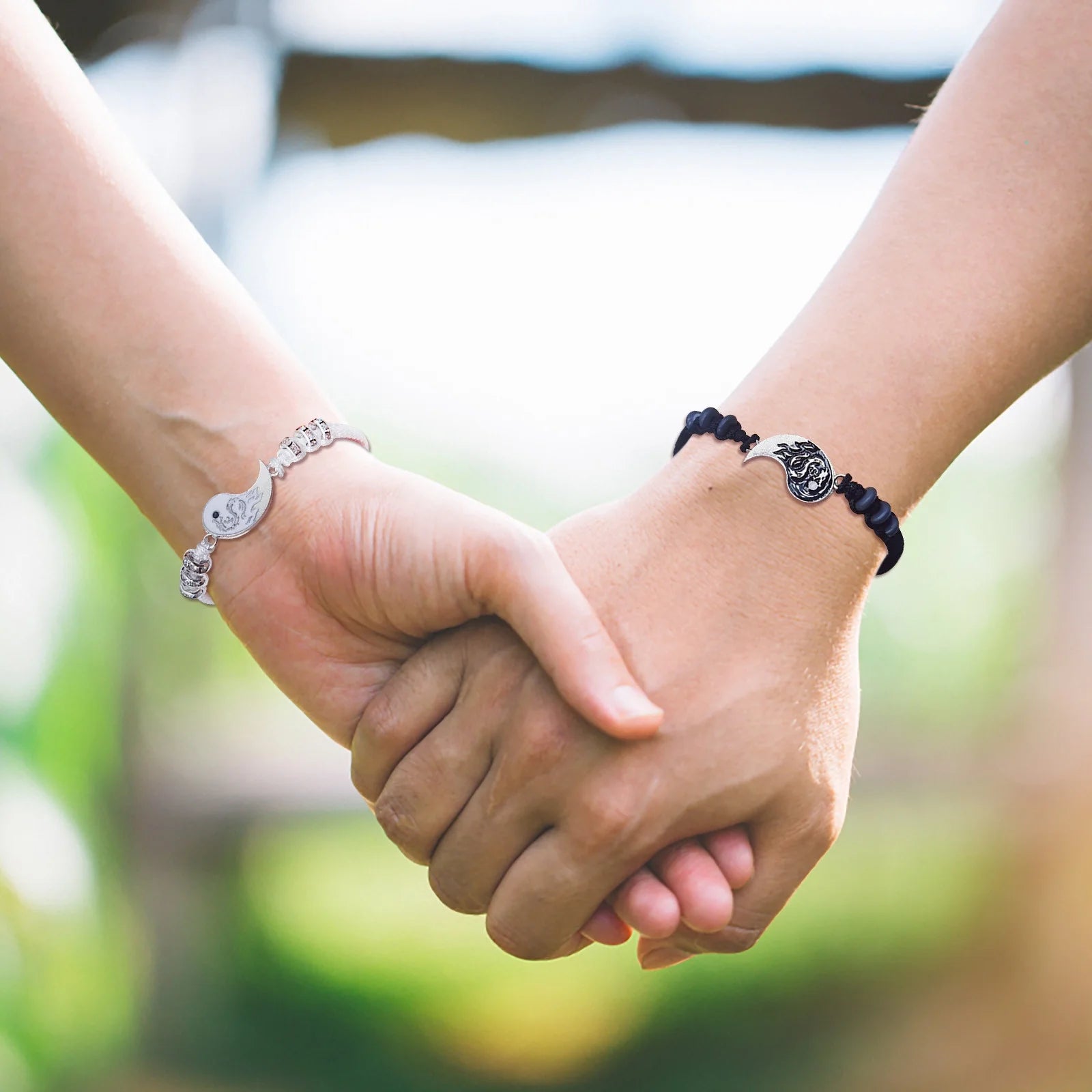 Bracelets Friend Bracelets 2 Matching Yin and Yangs Adjustable Rope Bracelets for Friendship Relationship Boyfriend Girlfriend Valentine'S Day Gift A