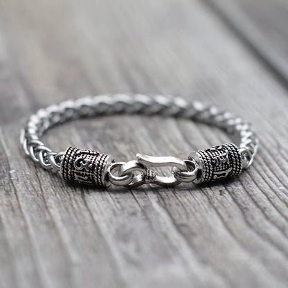 Men Keel Bracelet Vintage Punk Easy Hook Chain Braclet Dragon Shape Lotus Sanskrit Braslet Homme Fashion Hip Hop Jewelry Pulsera