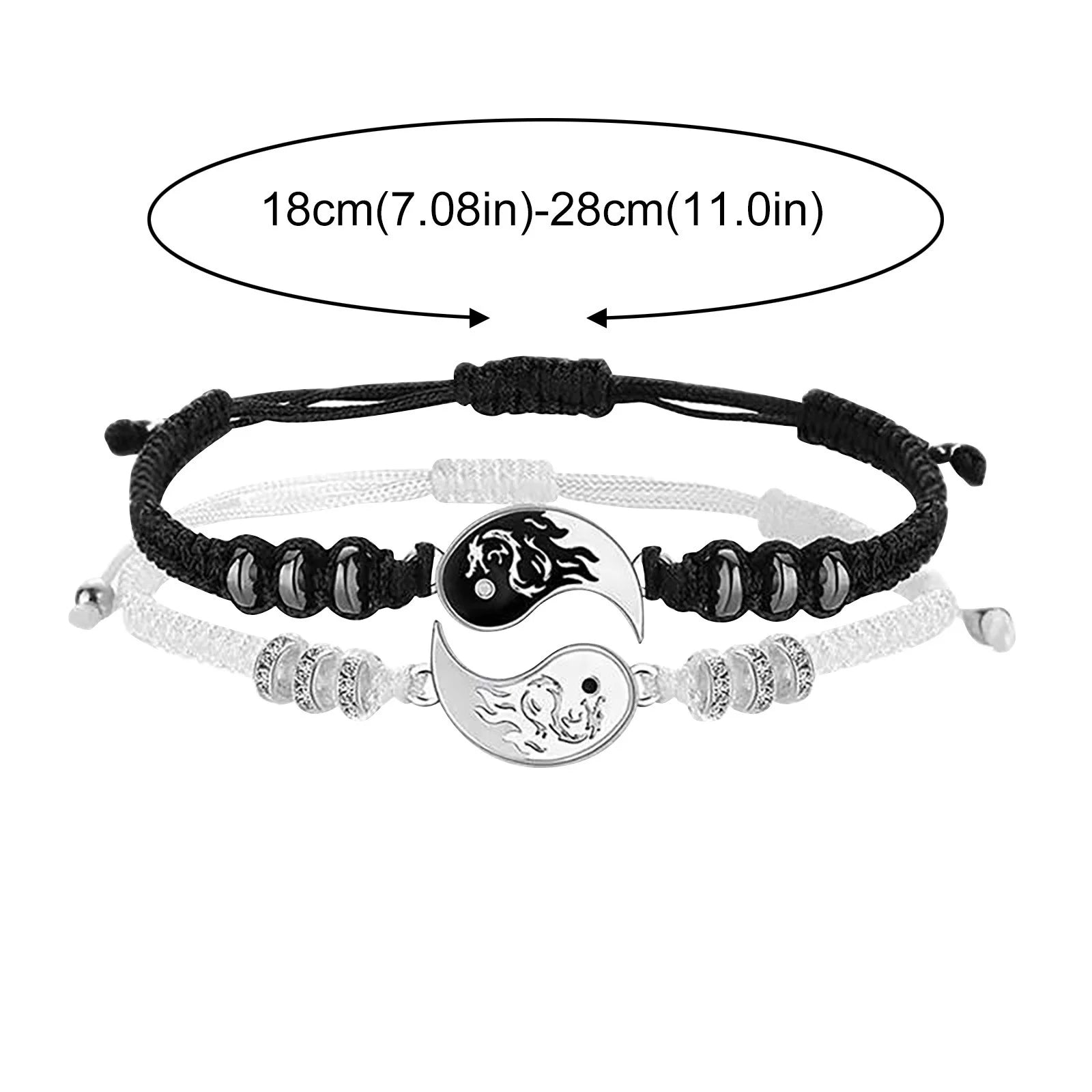 Bracelets Friend Bracelets 2 Matching Yin and Yangs Adjustable Rope Bracelets for Friendship Relationship Boyfriend Girlfriend Valentine'S Day Gift A