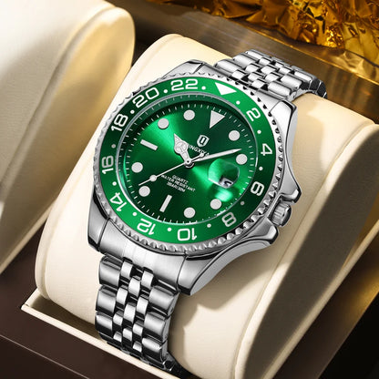 Luxury Quartz Men Watch Waterproof Luminous Date Man Watch Stainless Steel Business Wristwatches Male Clock Reloj+Box