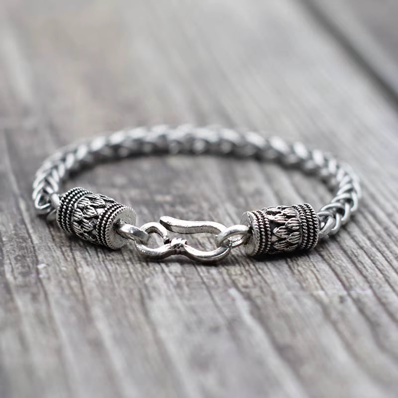 Men Keel Bracelet Vintage Punk Easy Hook Chain Braclet Dragon Shape Lotus Sanskrit Braslet Homme Fashion Hip Hop Jewelry Pulsera