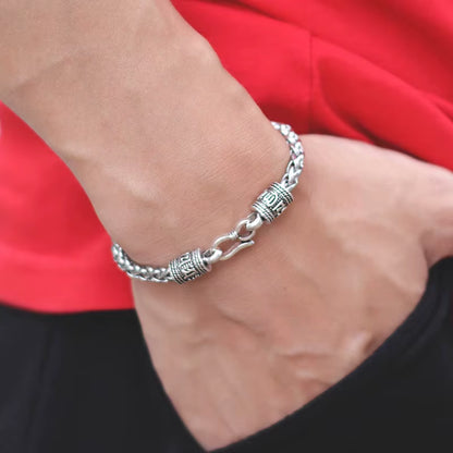 Men Keel Bracelet Vintage Punk Easy Hook Chain Braclet Dragon Shape Lotus Sanskrit Braslet Homme Fashion Hip Hop Jewelry Pulsera