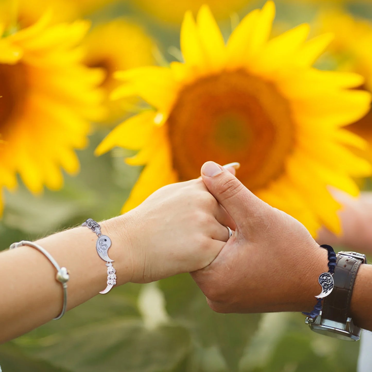 Bracelets Friend Bracelets 2 Matching Yin and Yangs Adjustable Rope Bracelets for Friendship Relationship Boyfriend Girlfriend Valentine'S Day Gift A