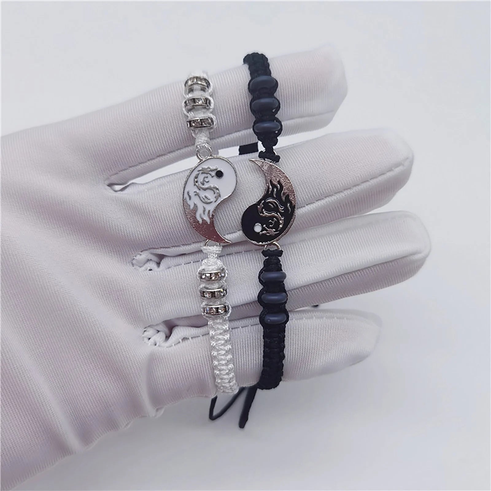 Bracelets Friend Bracelets 2 Matching Yin and Yangs Adjustable Rope Bracelets for Friendship Relationship Boyfriend Girlfriend Valentine'S Day Gift A
