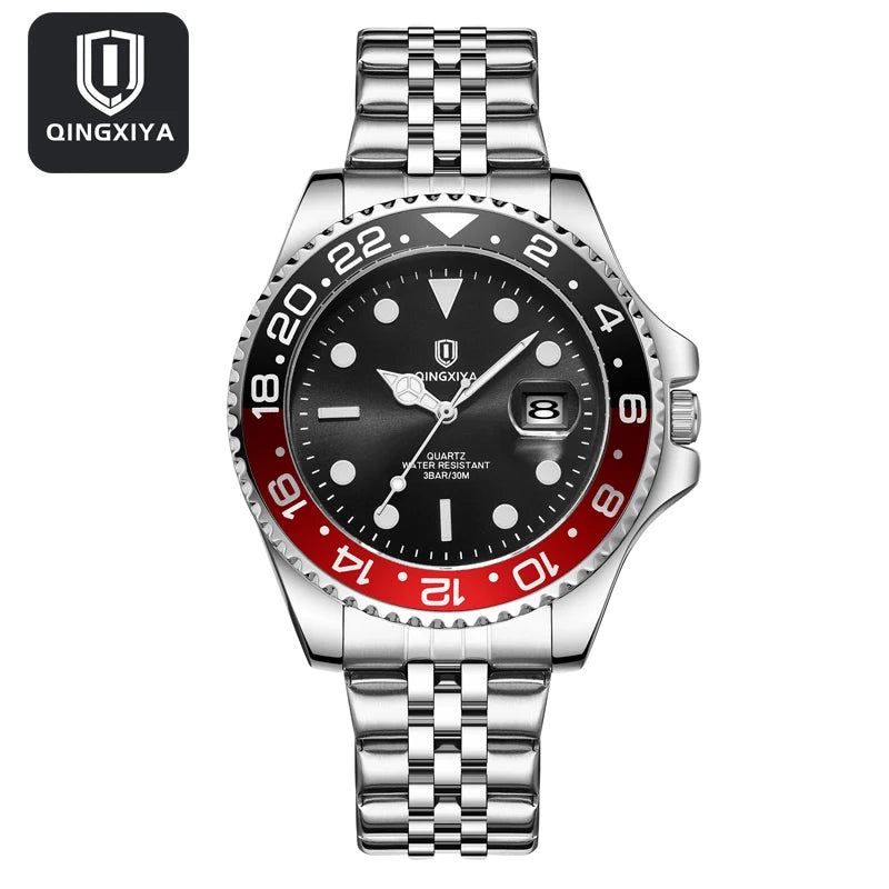 Luxury Quartz Men Watch Waterproof Luminous Date Man Watch Stainless Steel Business Wristwatches Male Clock Reloj+Box
